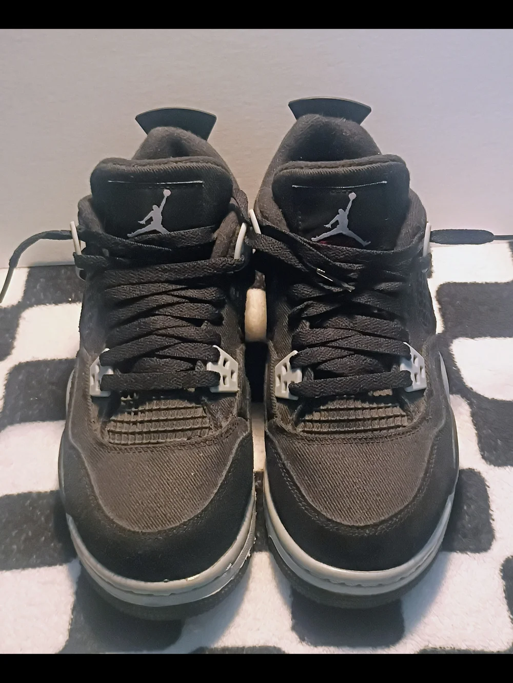 Air Jordan 4 Retro Black Canvas Size 7Y/8.5W - Excellent Condition. No Box